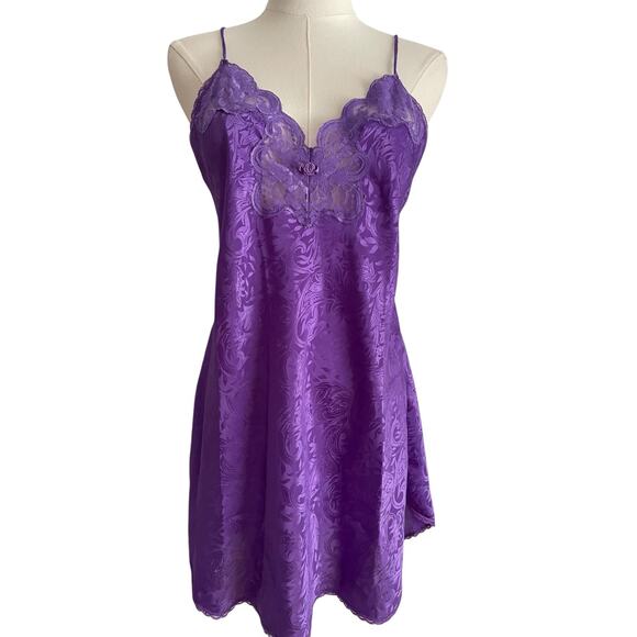Vintage Babydoll Slip Dress M Purple Lace Nighgown Whimsy Lace Fairy Teddi‎ Y2K - Picture 1 of 8